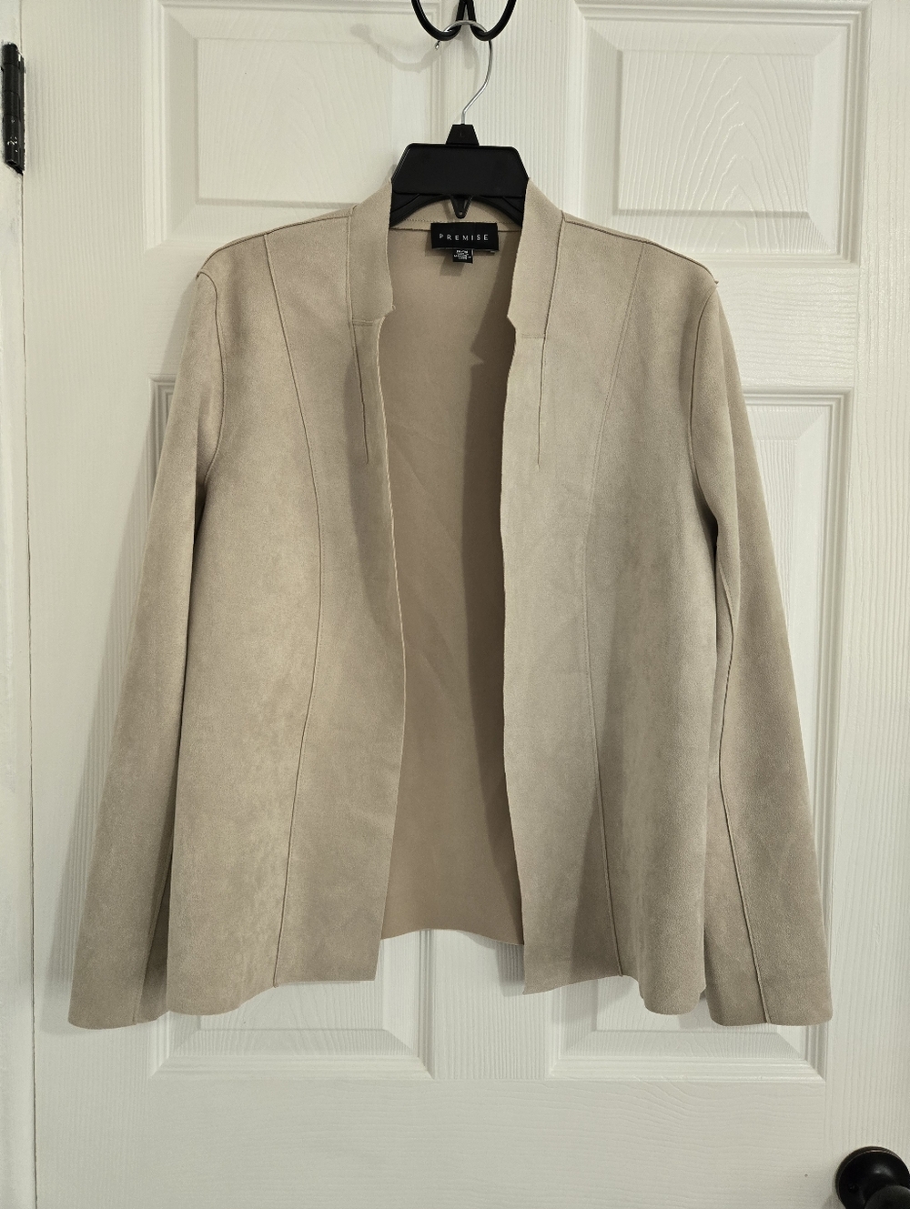 Premise Open Front Faux Leather Blazer Womens Size M Tan Soft Boho